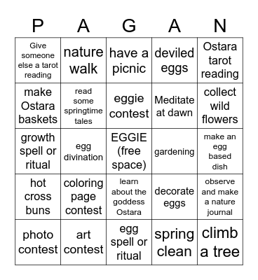 Ostara Bingo Card