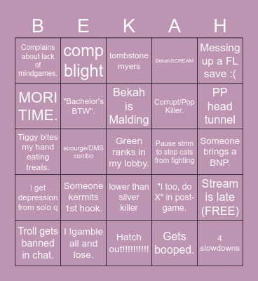 DBD Bingo Card