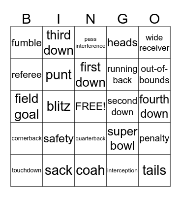 Football Bingo Card