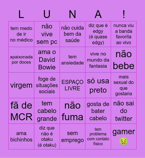 Quão Luna você é? Bingo Card