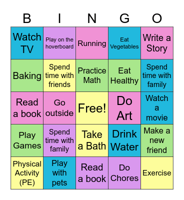 Nyah's Habit 7: Sharpen The Saw Bingo Card