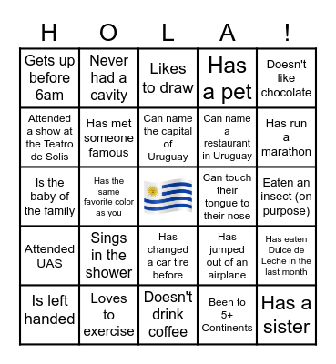 Uruguay Reunion 2022 Bingo Card