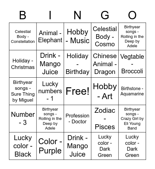 Untitled Bingo Card