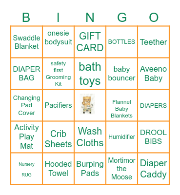 AMY'S BABY SHOWER Bingo Card