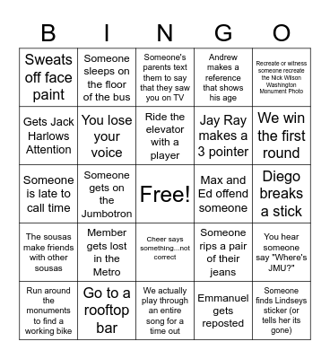 CAA 2022 Bingo Card