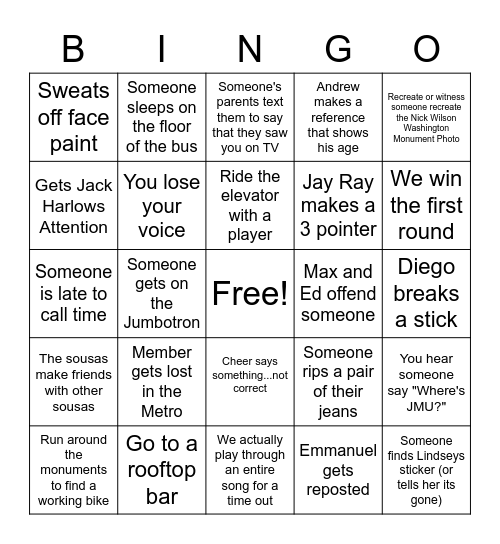 CAA 2022 Bingo Card