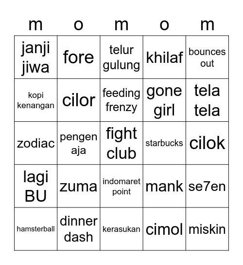 binggow Bingo Card