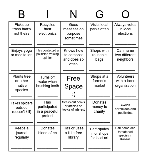 People Bingo Card