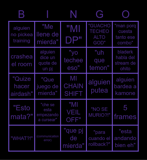 Salio uni Bingo Card