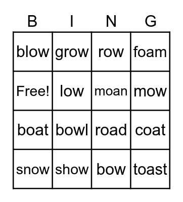 M8W1 Spelling Words Bingo Card