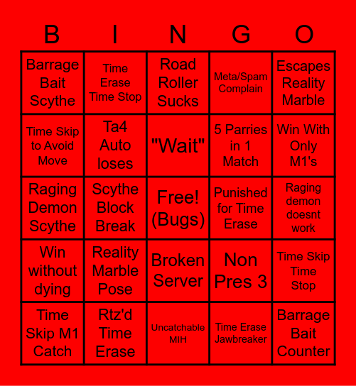 Kcr Bingo Card