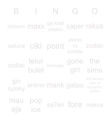 kry Bingo Card