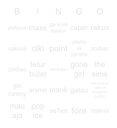 kry Bingo Card