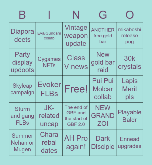 spag's gbf viii anni bungo Bingo Card