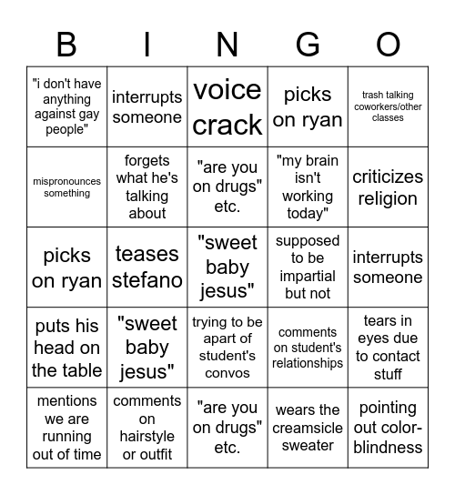 Cattaneo Bingo Card