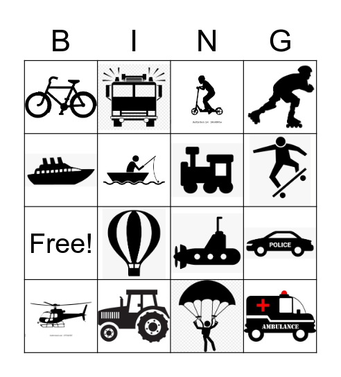 transportation Bingo Card