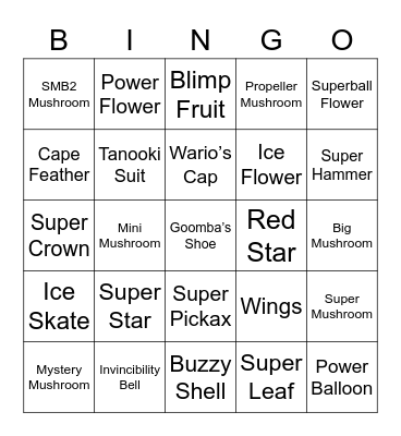 Joe Round 1 (Powerups) Bingo Card