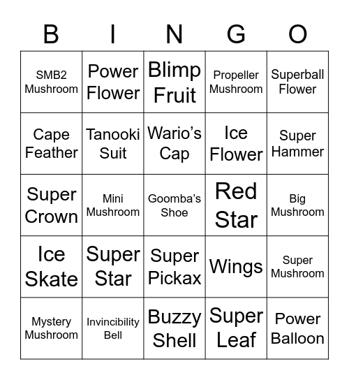 Joe Round 1 (Powerups) Bingo Card