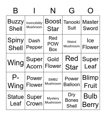 Mart Round 1 (Powerups) Bingo Card