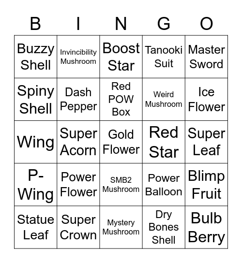 Mart Round 1 (Powerups) Bingo Card