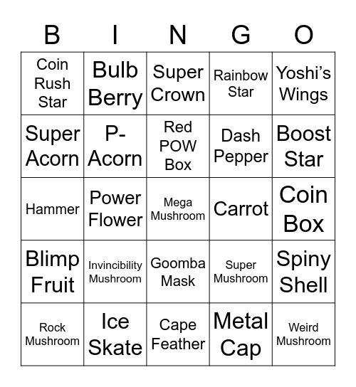 Mart Round 2 (Powerups) Bingo Card