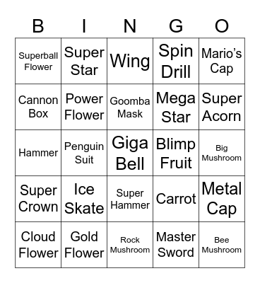 Jet Round 1 (Powerups) Bingo Card