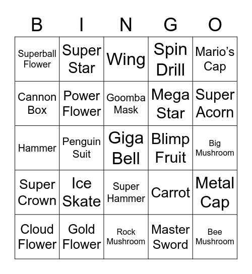 Jet Round 1 (Powerups) Bingo Card