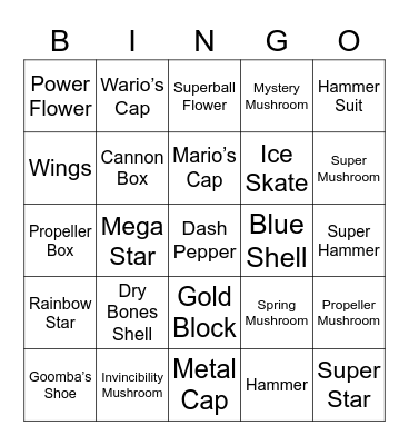 Mark Round 1 (Powerups) Bingo Card