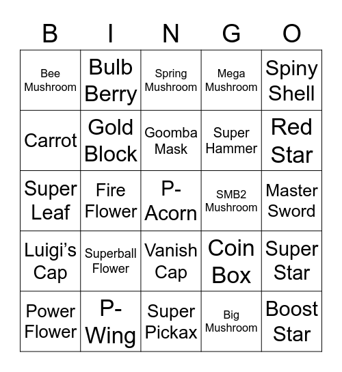 Prince Round 1 (Powerups) Bingo Card