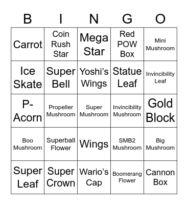 Prince Round 2 (Powerups) Bingo Card