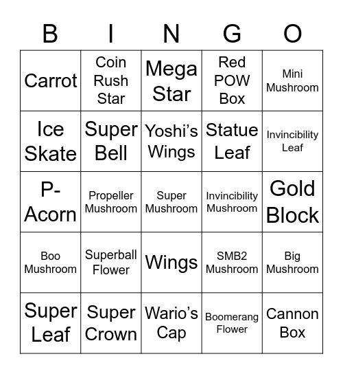 Prince Round 2 (Powerups) Bingo Card