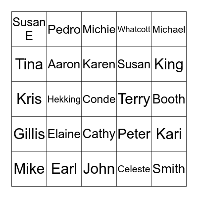 Roueche Family Bingo Card