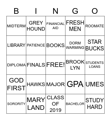 BRYNESIA DORM WARMING Bingo Card