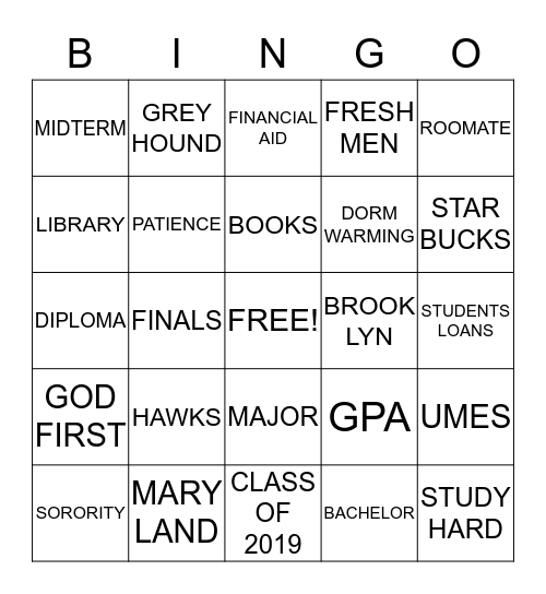 BRYNESIA DORM WARMING Bingo Card