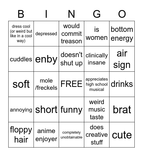 El's type Bingo Card