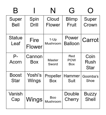 Nessetti Round 1 [Mario Power-Ups] Bingo Card