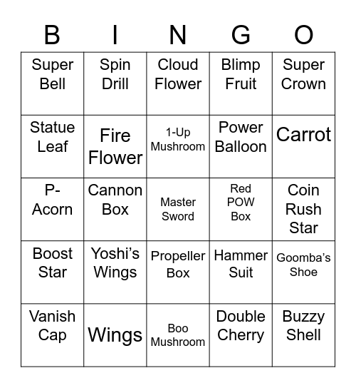 Nessetti Round 1 [Mario Power-Ups] Bingo Card