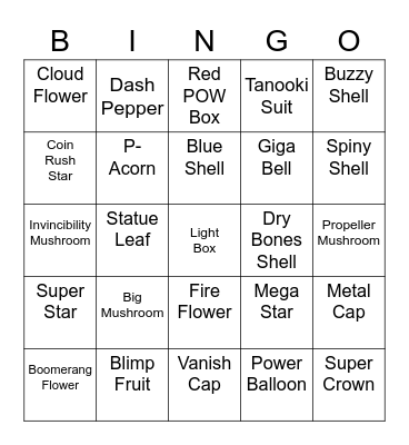 Imp Round 1 [Mario Power-Ups] Bingo Card