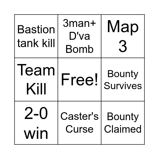 OC Overwatch Bingo Card