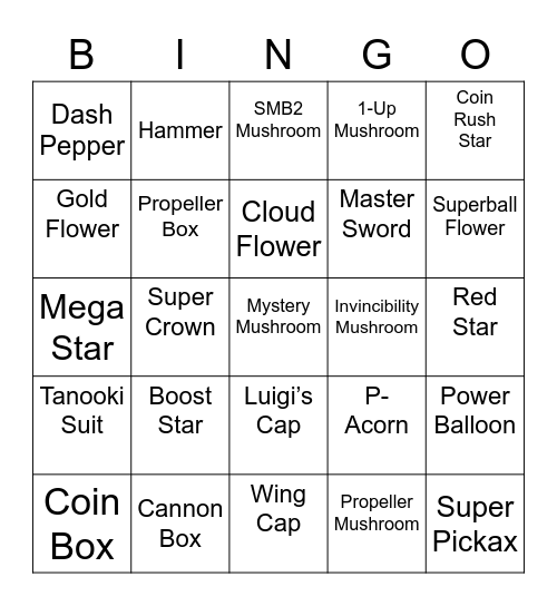 Torchic Round 1 [Mario Power-Ups] Bingo Card