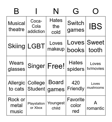 MaryJane’s Bingo Card