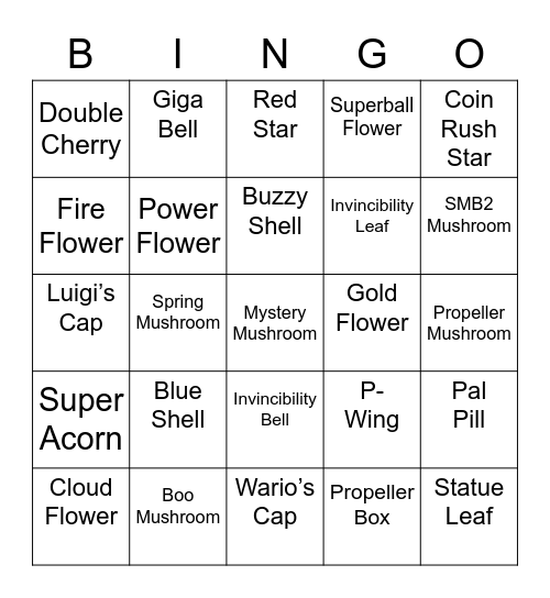 Hunnel Round 1 [Mario Power-Ups] Bingo Card