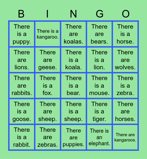 This is / There are & Animals Bingo Card