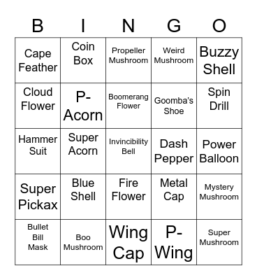 Steelcario Round 2 [Mario Power-Ups] Bingo Card
