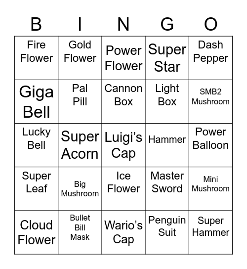 Birb Round 2 [Mario Power-Ups] Bingo Card