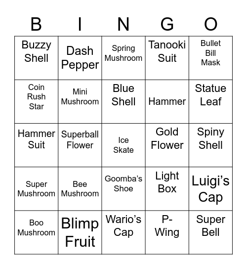 Pyron Round 1 [Mario Power-Ups] Bingo Card