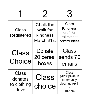 Launch into Kindess Bingo Card