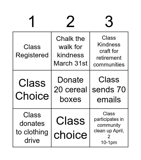 Launch into Kindess Bingo Card