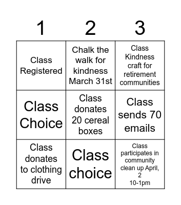 Launch into Kindess Bingo Card