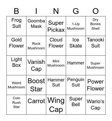 Mikail Round 1 [Mario Power-Ups] Bingo Card